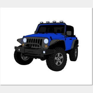 Blue Jeep Wrangler Illustration Posters and Art